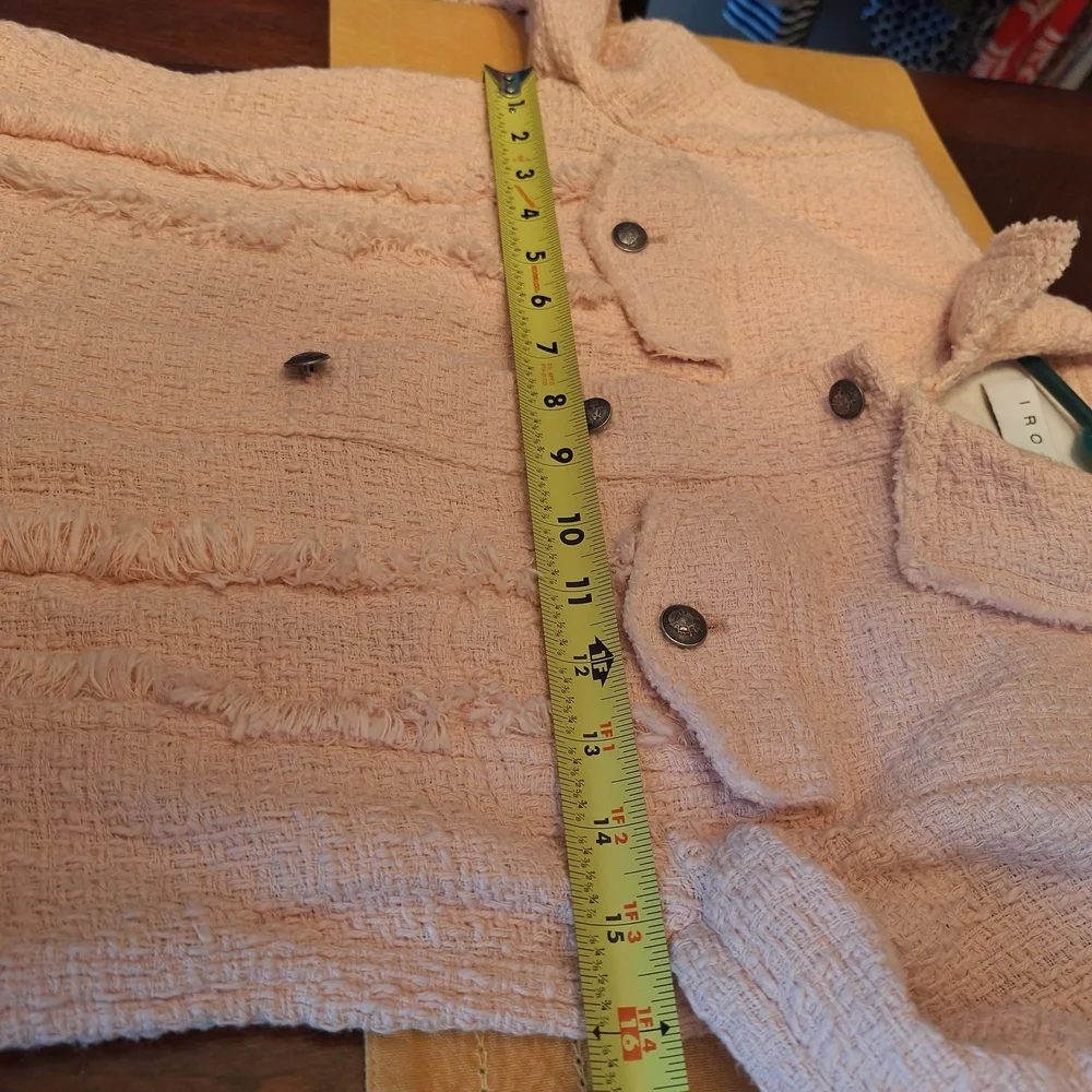 IRO Women's Button Front Pastel Pink Tweed Jacket XS